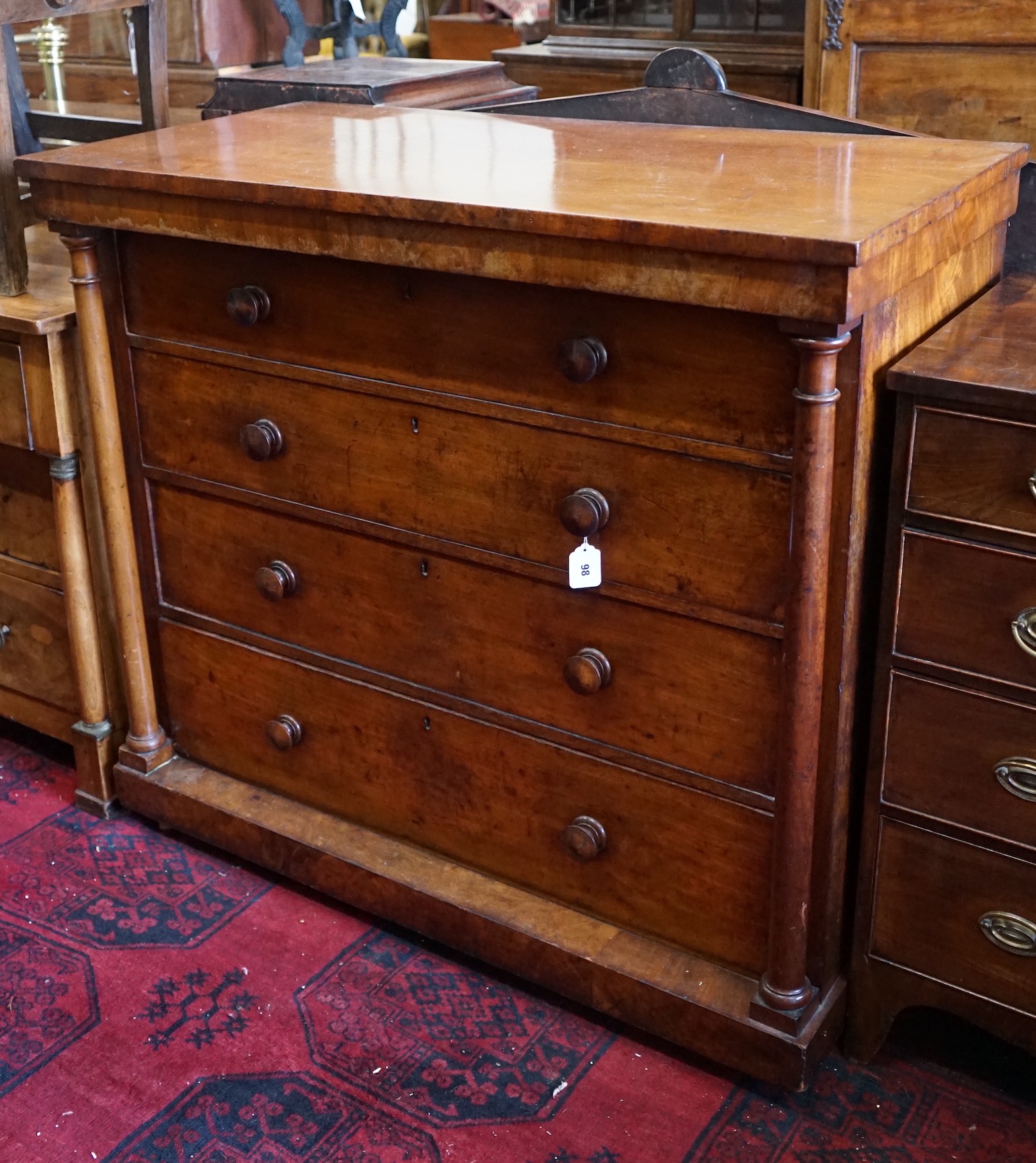 A Victorian mahogany chest of drawers, width 116cm, depth 60cm, height 105cm